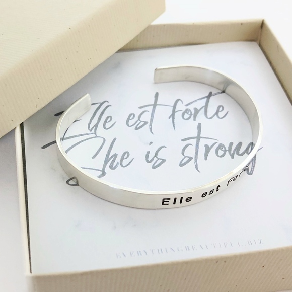 Elle Est Forte Cuff Bracelet Sterling Silver - Picture 4 of 8